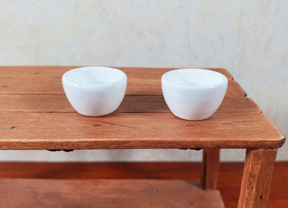 Dollhouse Miniature White Ceramic Bowls Set of 2 1:12 Scale Miniature