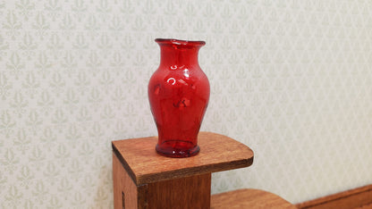 Dollhouse Glass Pedestal Vase Large Red Color 1:12 Scale some color flaws