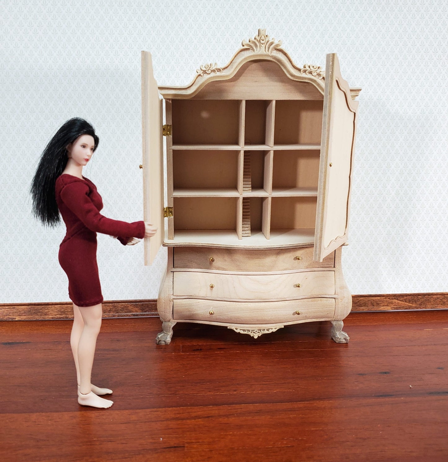 JBM Dutch Baby House Cabinet Dollhouse Large 1:12 Scale Miniature Unpainted