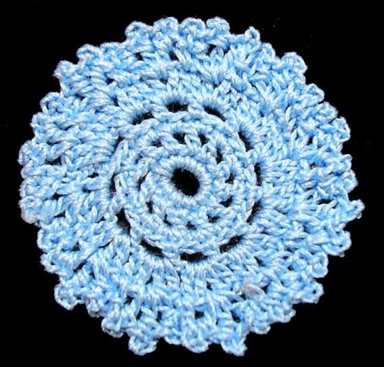 Dollhouse Hand Crocheted 1 Inch Fancy Doily Light Blue 1:12 Scale