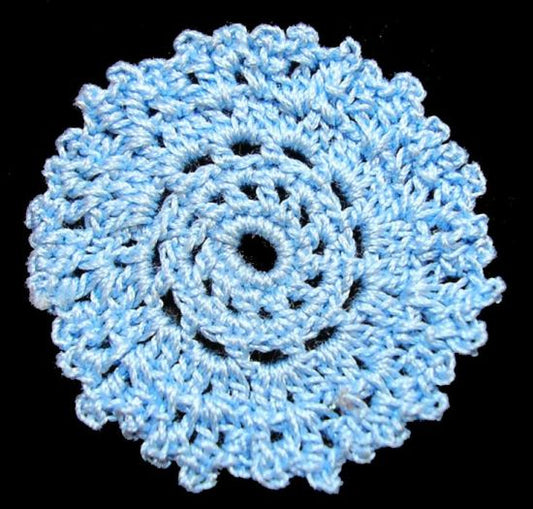 Dollhouse Hand Crocheted 1 Inch Fancy Doily Light Blue 1:12 Scale