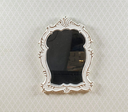 Dollhouse Mirror Cream with Gold Accents 1:12 Scale Miniature Decor