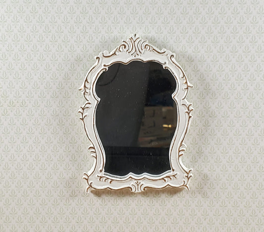 Dollhouse Mirror Cream with Gold Accents 1:12 Scale Miniature Decor