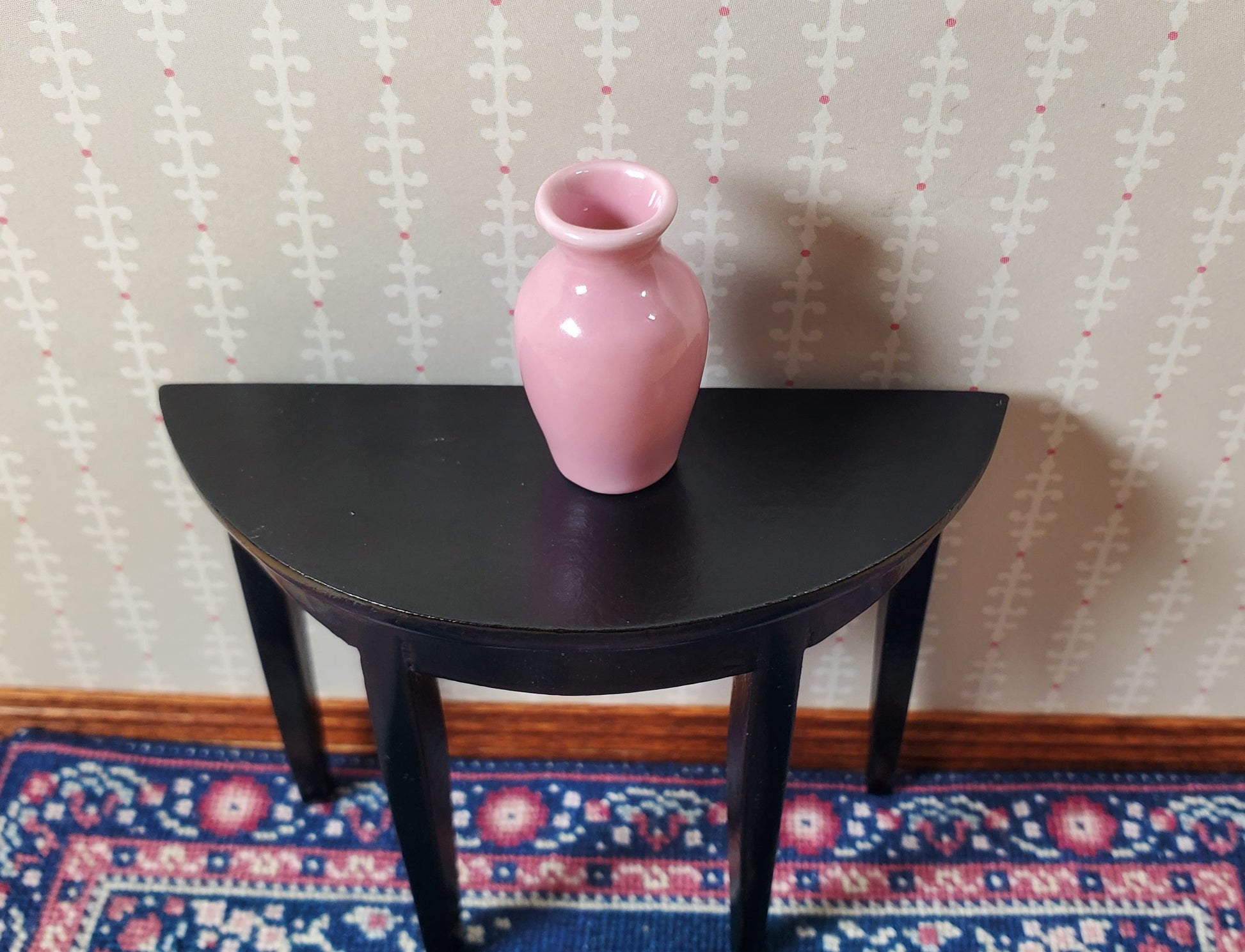 Dollhouse Light Pink Glazed Ceramic Vase 1:12 Scale Miniature