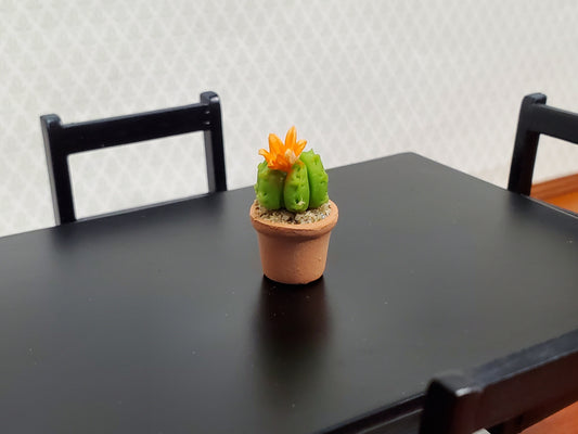 Dollhouse Cactus Round Flowering Plant in a Terra Cotta Planter 1:12 Scale Miniature Decor