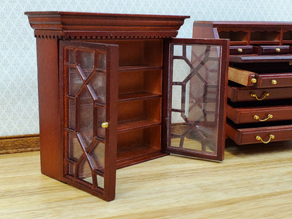 Dollhouse Secretary Writing Desk w/ Upper Cabinet 2 Pieces 1:12 Scale Furniture
