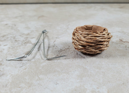 Dollhouse Hanging Woven Bird Basket 1:12 Scale Miniature Garden