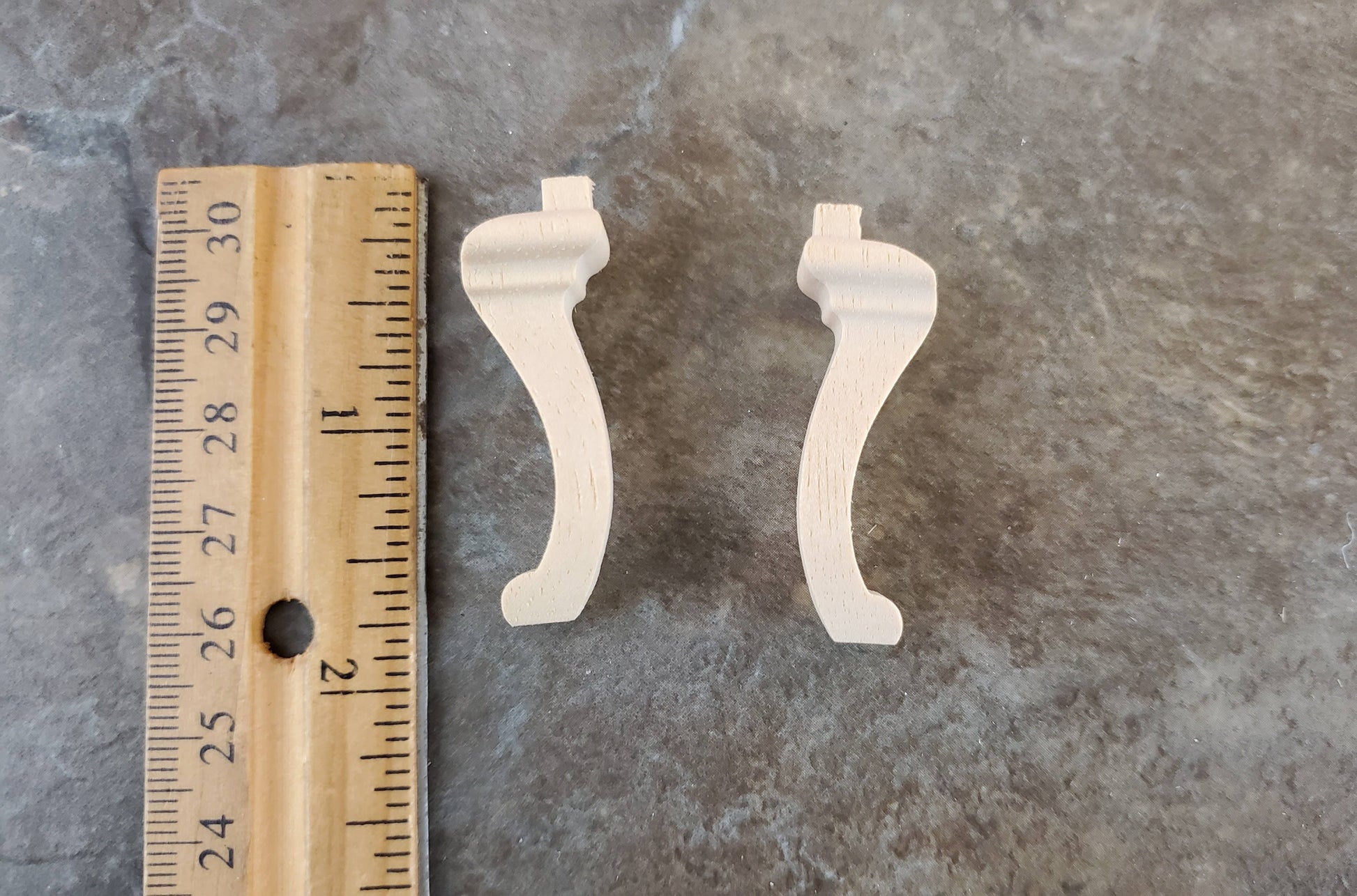 Dollhouse Miniature Cabriole Legs Large for Furniture Set of 2 Pieces 1 9/16"