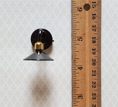 Dollhouse Battery Light Industrial Black Chrome Wall Sconce 1:12 Scale Miniature