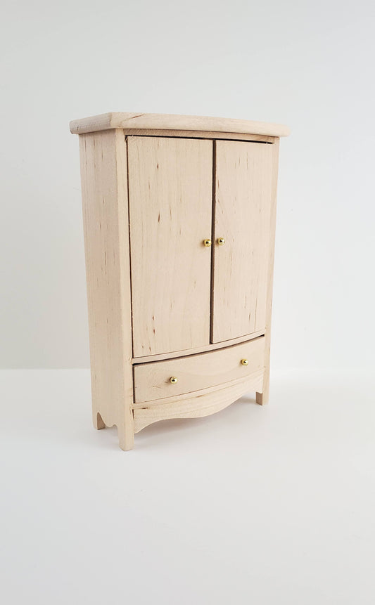 Dollhouse Miniature Wardrobe Armoire Closet Large Unfinished 1:12 Miniature Furniture