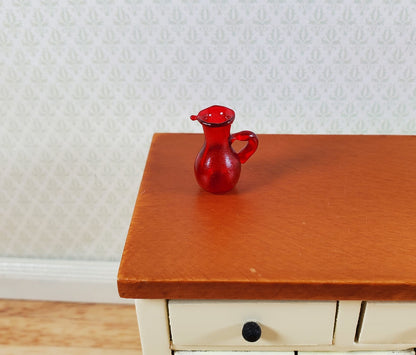Dollhouse Tiny Pitcher Cranberry Red Glass 1:12 Scale Miniature