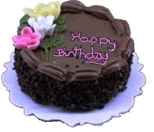Dollhouse Happy Birthday Cake Chocolate 1:12 Scale Miniature Dessert Food Bakery