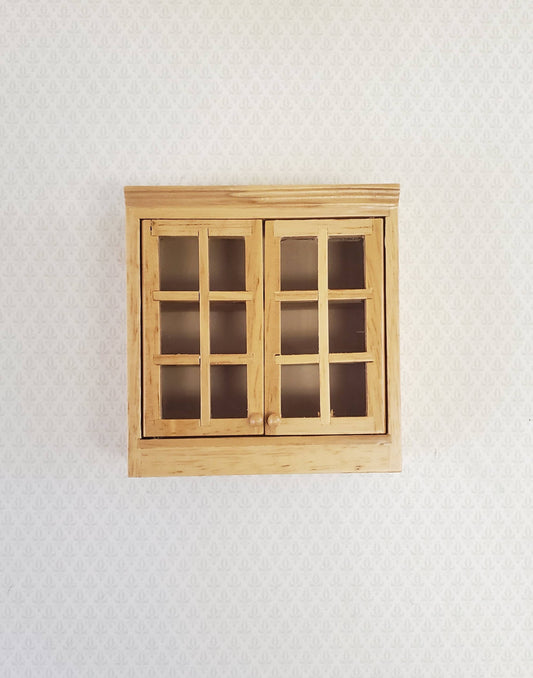 Dollhouse Miniature Upper Kitchen Cabinet Light Oak with Doors 1:12 Scale