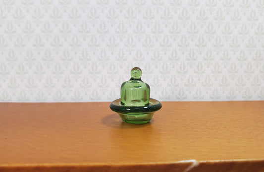 Dollhouse HALF SCALE Green Glass Dish with Lid 1:24 Miniature Kitchen