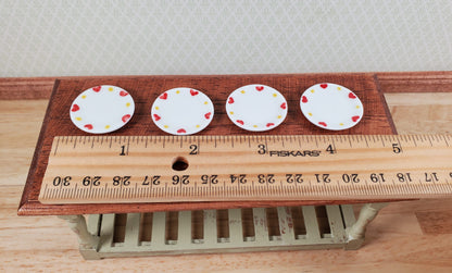 Dollhouse Dinner Plates Heart Design White Ceramic 1:12 Scale Miniature 1" 4 pcs