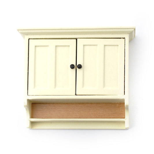 Dollhouse Miniature Kitchen Cupboard Hanging Cream with Doors 1:12 Scale