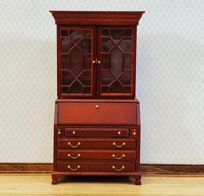 Dollhouse Secretary Writing Desk w/ Upper Cabinet 2 Pieces 1:12 Scale Furniture