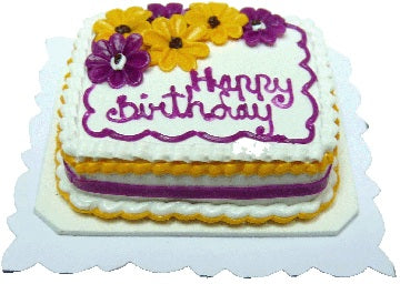 Dollhouse Happy Birthday Sheet Cake 1:12 Scale Miniature Dessert Food Bakery