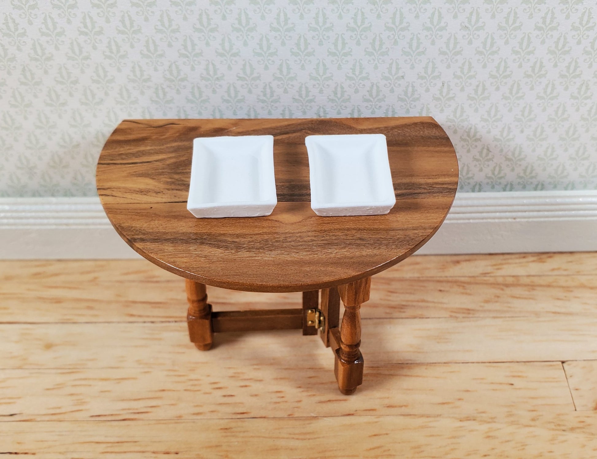 Dollhouse HALF SCALE Rectangular White Unglazed Ceramic Baking Trays 1:24