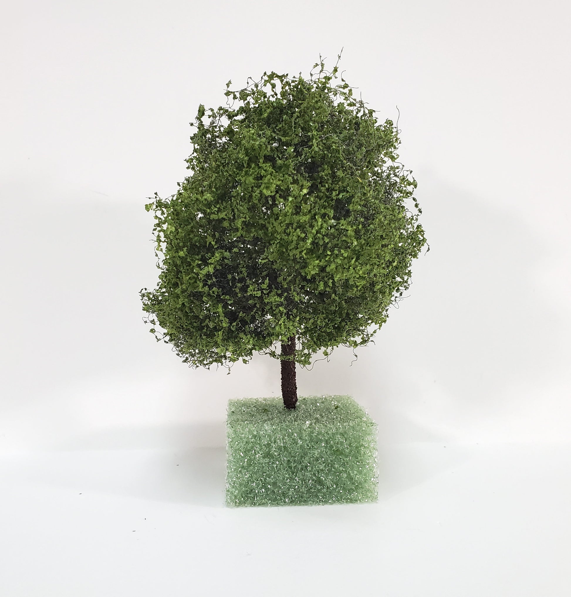 Miniature Tree or Bush Light Green 4" Tall on a flat base Model Scenery Garden Shrub