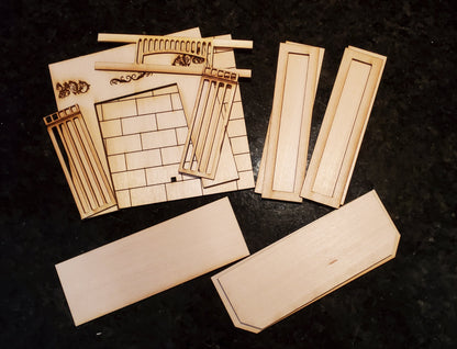 Dollhouse Fireplace KIT Victorian Style DIY 1:12 Scale Original Design Laser Cut
