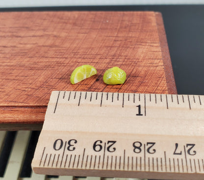 Dollhouse Lime Wedges 2 Pieces 1:12 Scale Miniature Food Handmade