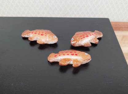 Miniature x3 Fish Grouper for Dollhouse Food Seafood Grocer Grocery Store 1 1/4"