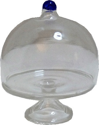 Dollhouse Glass Cake Plate Pedestal with Dome Lid 1:12 Scale Miniature