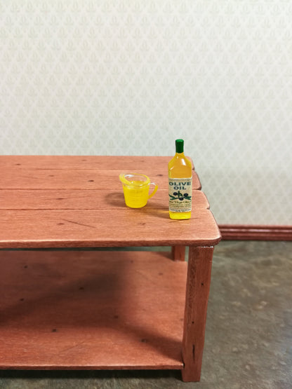 Dollhouse Miniature Olive Oil Bottle & Filled Measuring Cup 1:12 Scale Kitchen