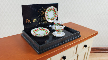 Dollhouse Coffee Setting for 2 Mistletoe Reutter Porcelain 1:12 Scale Miniatures