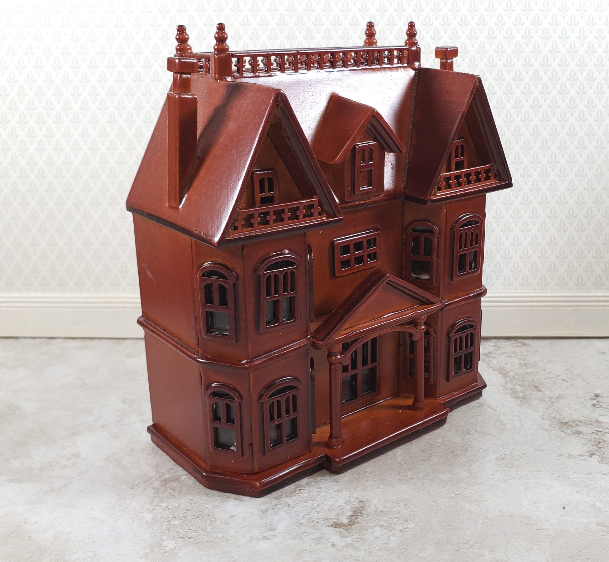 1:144 Scale Dollhouse for Your Dollhouse Walnut Finish Back Opening