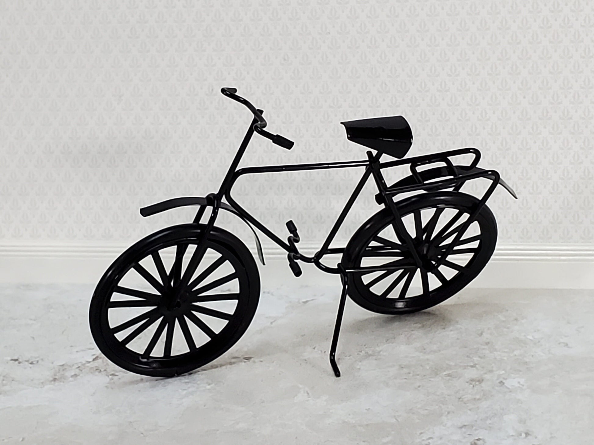 Dollhouse Miniature Bike Bicycle Black Metal 1:12 Scale Modern