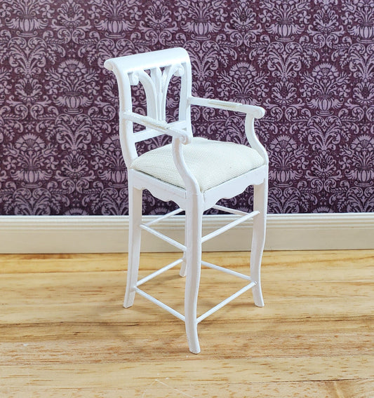 JBM Dollhouse Tall Bar Chair Stool with Padded Seat WHITE 1:12 Scale Furniture