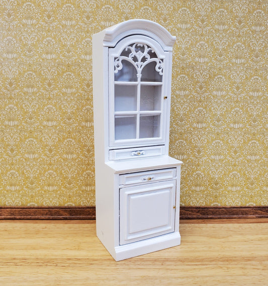 Dollhouse Cabinet Hutch Kitchen or Living Room White Finish 1:12 Scale Miniature Furniture