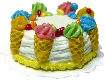 Dollhouse Ice Cream Cone Cake 1:12 Scale Miniature Dessert Treat Food Bakery