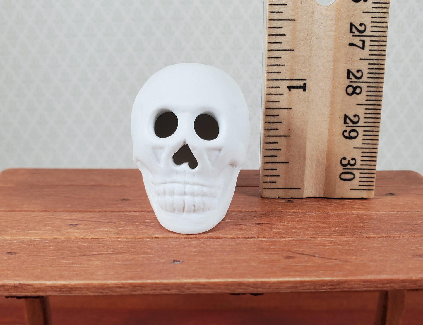 Miniature 1:6 Scale Halloween Ceramic Skull Unglazed