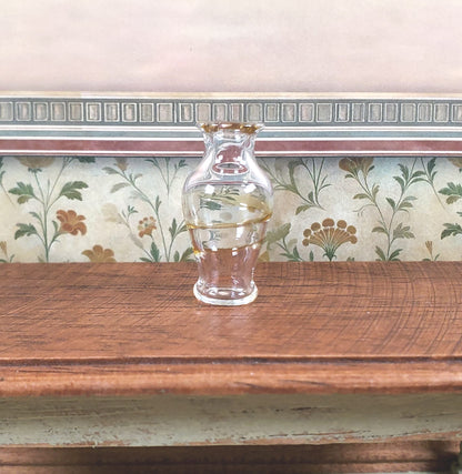 Dollhouse Classic Pedestal Vase Yellow Swirl 1:12 Scale Glass Miniature Decor