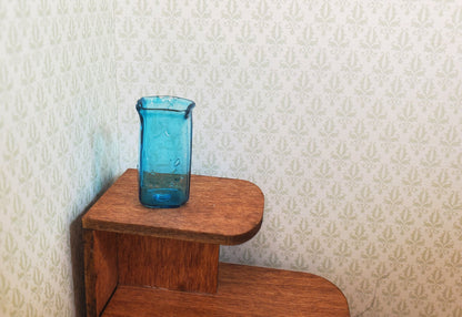 Dollhouse Glass Square Vase Aqua Color 1:12 Scale some color flaws