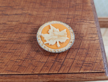 Dollhouse Pumpkin Pie with Maple Leaf Design 1:12 Scale Dessert