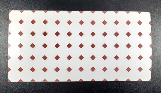 Dollhouse Tile Floor Sheet White with Dark Red Diamonds 1:12 Scale Miniature