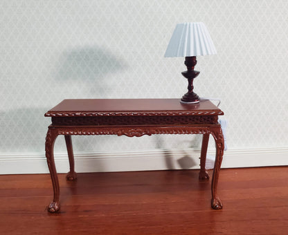 Dollhouse Miniature Table Lamp White Shade Bronze Base 1:12 Scale 12 volt with Plug