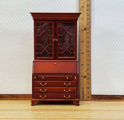 Dollhouse Secretary Writing Desk w/ Upper Cabinet 2 Pieces 1:12 Scale Furniture