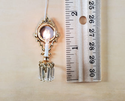 Dollhouse Crystal Wall Sconce 12 Volt 1:12 Scale Miniature Handmade
