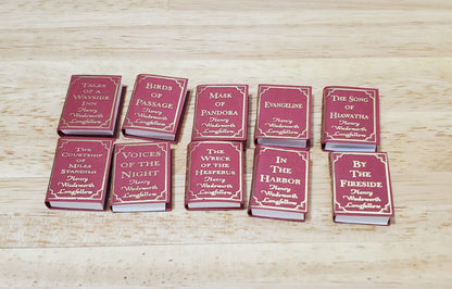 Dollhouse Book Set x10 Henry Wadsworth Longfellow 1:12 Scale (blank inside)