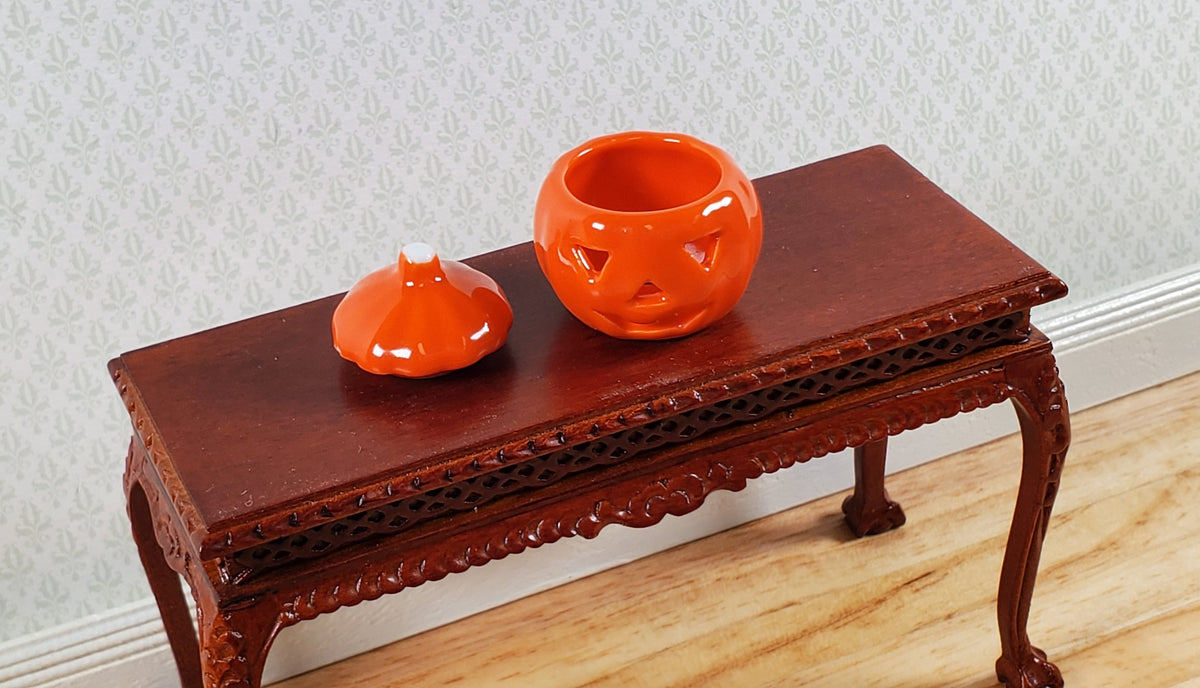 Dollhouse Pumpkin Jar for Halloween Decor Ceramic 1:12 Scale Miniature