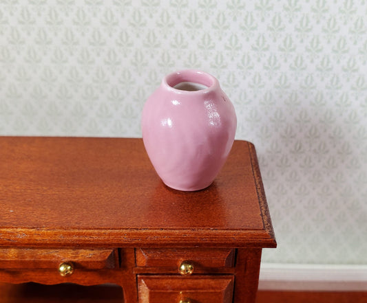 Dollhouse Pink Ceramic Vase with Wave Pattern 1:12 Scale Miniature