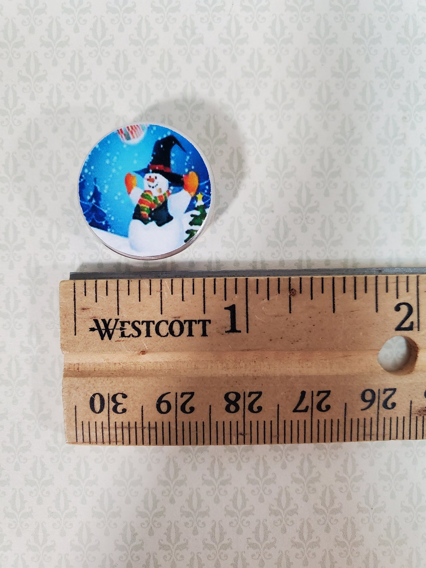 Dollhouse Cookie Tin Snowman Theme Removable Lid 1:12 Scale Miniature Christmas