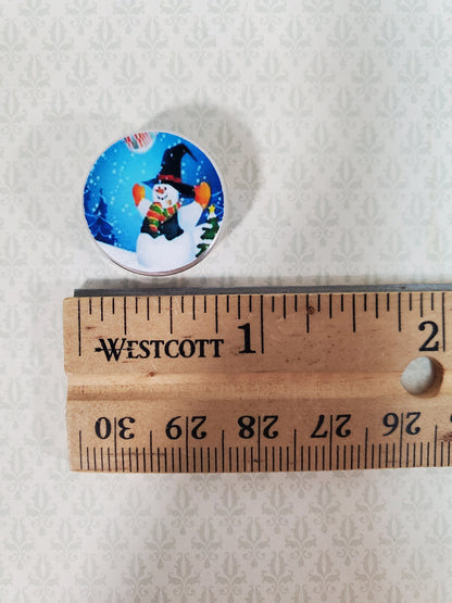 Dollhouse Cookie Tin Snowman Theme Removable Lid 1:12 Scale Miniature Christmas