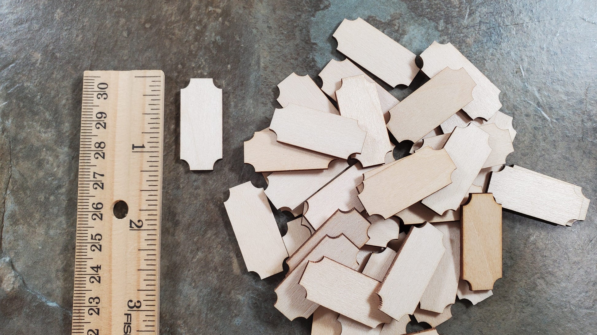 Wood Cut Outs 40 Small pieces Basswood 1/16" thick Blanks Tiles DIY Crafts