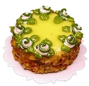 Dollhouse Cream Puff Topped Lime Custard Cake 1:12 Scale Miniature Food Bakery